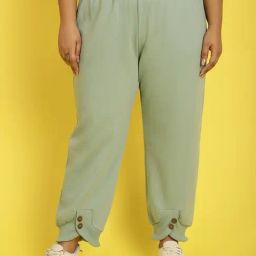 theRebelinme Green Fleece Solid Casual Trousers-image-69