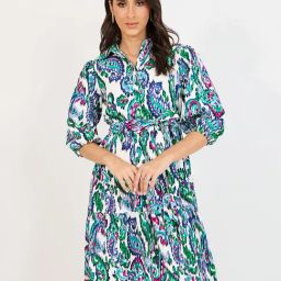 Styli Multi Polyester Flared Printed Dresses-image-21