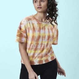 Ajile by Pantaloons Rust & Yellow Cotton Printed Sports Top-19