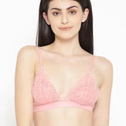 Erotissch Pink Lace Work Bralette Bra-picture-23