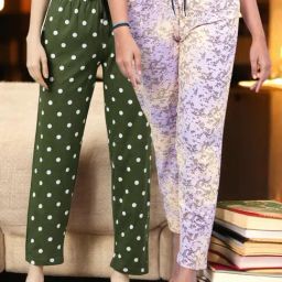 Kryptic Purple & Green Cotton Relaxed Fit Printed Lounge Pants - Pack of 2-image-9