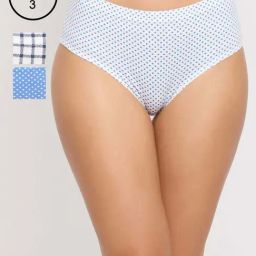 Clovia Blue & White Cotton Polka Dots Panty - Pack of 3-32