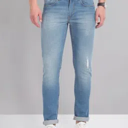 AD by Arvind Blue Skinny Fit Lightly Washed Distressed Jeans-image-94