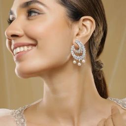 Rubans Rhodium Plated White Earrings for Women-picture-29