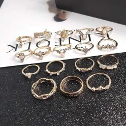 Aatmana Set Of 17 Gold Plated Stacking Rings-5