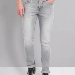 AD by Arvind Grey Slim Fit Lightly Washed Jeans-image-19