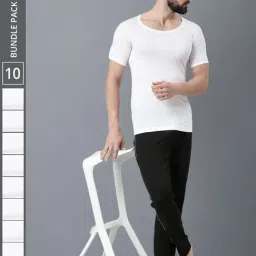Force NXT White Cotton Regular Fit Vest - Pack Of 10-image-33