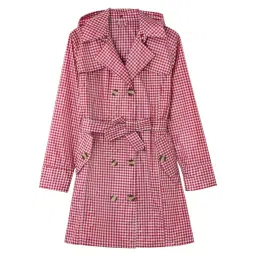 Allextreme Rain Jacket One Size (155-175 cm) Red Color Check Pattern for Girls, Ladies and Women, MK006-1-image-4