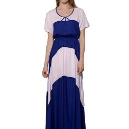 PATRORNA Light Pink & Dark Blue Color-Block Tulip Gown-image-77