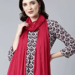 TWIN BIRDS Red Plain Shawl-20