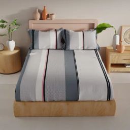 Bianca Bamboo Micro Stripes Multicolor 192 TC Microfiber King Bedsheet with 2 Pillow Covers-image-21