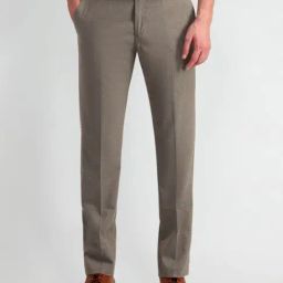 Arrow Brown Slim Fit Self Pattern Trousers-image-25