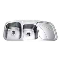 Jayna Designo 45.5x20x08 inch Satin Finish Stainless Steel Double Bowl Kitchen Sink, JI 4520 R-image-87