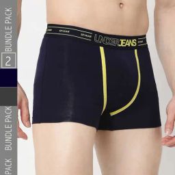 UnderJeans by Spykar Navy & Grey Regular Fit Striped Trunks - Pack of 2-picture-14