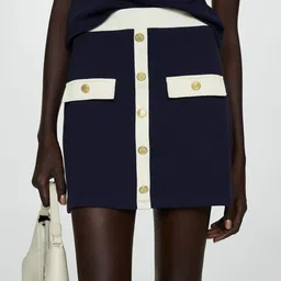 MANGO Pure Cotton Buttoned Knit Mini Skirt-image-99