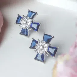 Johori Blue & Silver Stud Earrings-image-45