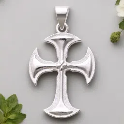 Taraash 92.5 Sterling Silver Cross Design Unisex Pendant-image-21