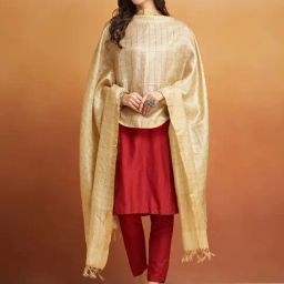 Fabindia Beige Woven Pattern Dupatta-image-20