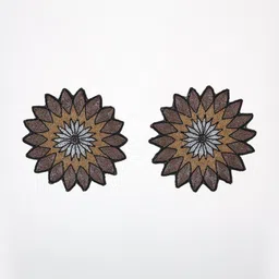 Exotic India 2-Pcs Floral Table Mat With All-Over Bead Embroidery-38