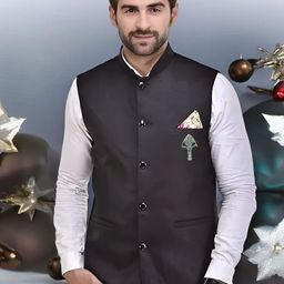 Eliq Woven Design Modi Nehru Jacket-image-26