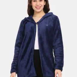 Rosaline by Zivame Blue Full Sleeves Hoodie-image-70
