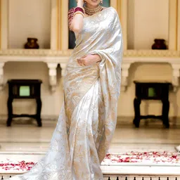 Aldwych Ethnic Motifs Woven Design Zari Banarasi Saree-picture-27