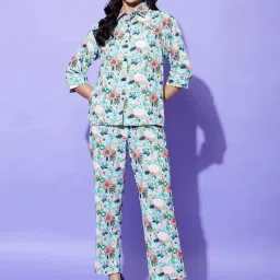 StyleStone Green Floral Print Shirt With Pants-image-57