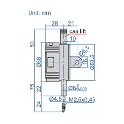 Insize Lug Back Wireless Digital Indicator 12.7 mm Range 1.5 N Max Force, 2509-10WL image 2