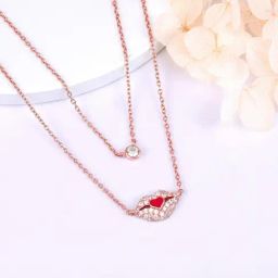 GIVA Love All Around 92.5 Sterling Silver Kiss of Love Layered Necklace for Women-image-39