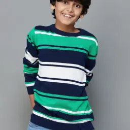 Fame Forever by Lifestyle Kids Multicolor Cotton Striped Full Sleeves Sweater-image-34