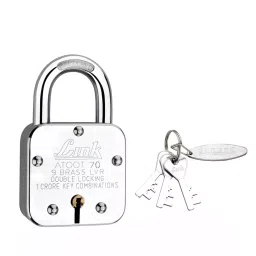 Link Atoot 70 mm Steel Body Polished Finish with 3 Keys Each Padlock (Pack of 2 Pcs)-42