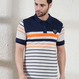 Austin wood Men Striped Polo Collar Applique T-shirt-image-66