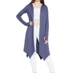 Hypernation Pigeon Blue Full Sleeves Shrug-image-83