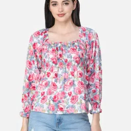 Cation White Floral Print Top-image-38