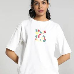 Puma White Cotton Graphic Print T-Shirt-image-3