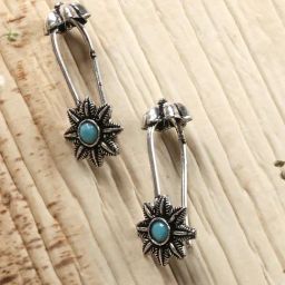 Teejh Ethnic Krisha Blue Stone Ear Cuff Earrings-22