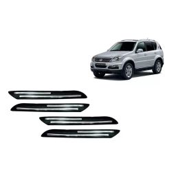 Auto Pearl Plastic & Silver Plated Car Bumper Guard for SsangYong Rexton Black/Silver (Pack of 4 Pcs)-30