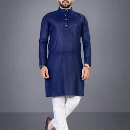 Men Solid Straight Kurta (Dark Green)-image-49