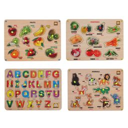 MINDMAKER - Wooden Puzzle with Knobs Puzzle for Kids Animal Alphabet Vegetable & Fruit - 54 pieces-21