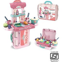 Planet of Toys 3 in 1 Portable Pretend and Play Kitchen Play Set Pack of 32 - Multicolour-12