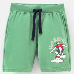 Lazy Bones Cotton Knee Length Shorts Skating Print- Green-image-84