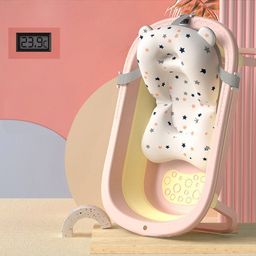 Babyhug Foldable Bathtub with Cushion and Inbuilt Thermometer - Pink-12