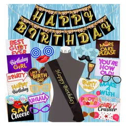 Wobbox Happy Birthday Props Birthday Banner & Sash Happy Birthday Decoration Items Multicolor -Pack Of 29-picture-21