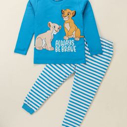 Babyhug Disney 100% Cotton Knit Half Sleeves Night Suits Lion King Graphics - Blue-picture-14