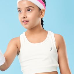 Pine Active Sleeveless Solid Super Stretch Sports Bra - White-image-44