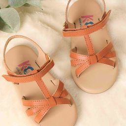Kicks & Crawl Strappy Velcro Closure Sandals - Tan-image-0