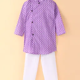 Teentaare Cotton Woven Full Sleeves  Chevron Print Kurta & Pajama Set - Lilac-picture-23