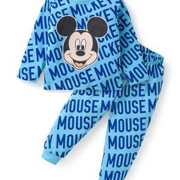 Babyhug Disney Single Jersey Knit Full Sleeves Night Suit With Mickey Mouse Graphic - Blue-image-93