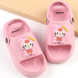 Cute Walk by Babyhug Clogs With Kitty Applique - Pink-image-98