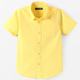 Pine Kids Cotton Woven Half Sleeves Solid Color Shirt - Yellow-image-46